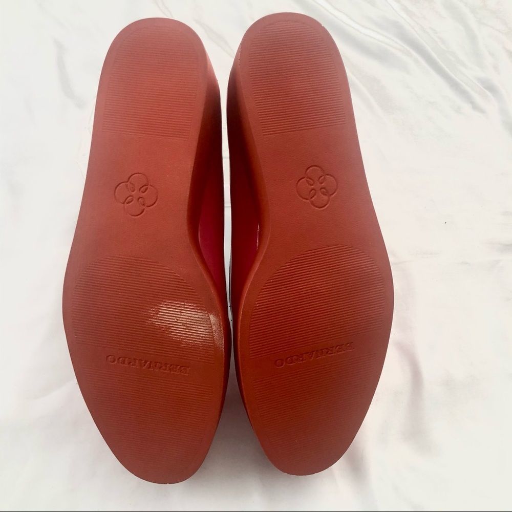 Bernardo Pink Patent Platform Loafers with Blue Trim and Orange Sole - Picture 3 of 7